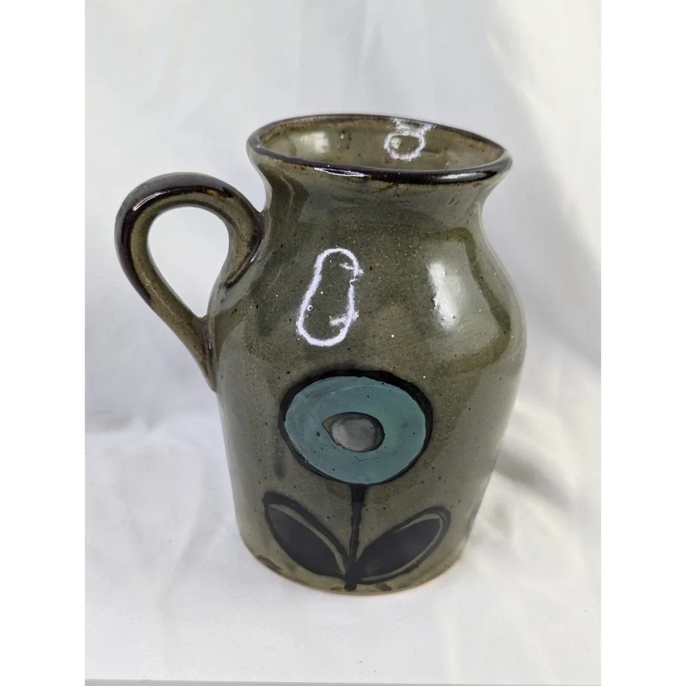 Nevco Japan Green‎ Flower Vase Jug Pottery 5 Inch